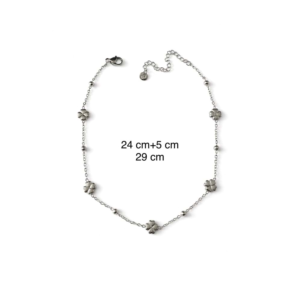 ÇELİK GÜMÜŞ RENK YONCA HALHAL 24+5CM ACR0067