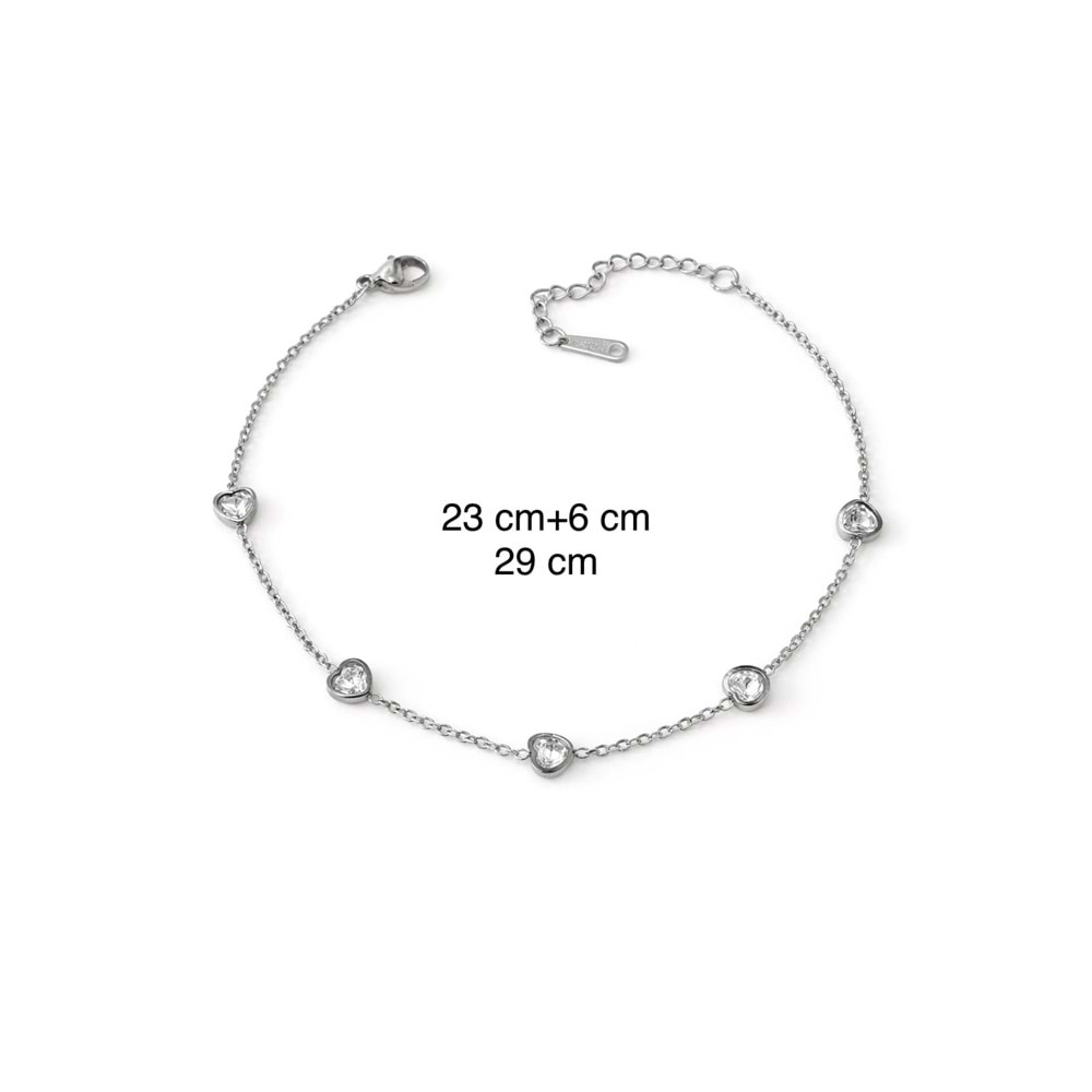 ÇELİK GÜMÜŞ RENK KALPLİ HALHAL 23+6CM ACR0068