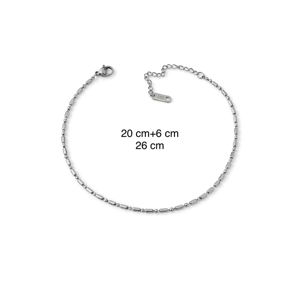 ÇELİK GÜMÜŞ RENK OVAL BONCUKLU HALHAL 20+6CM ACR0075