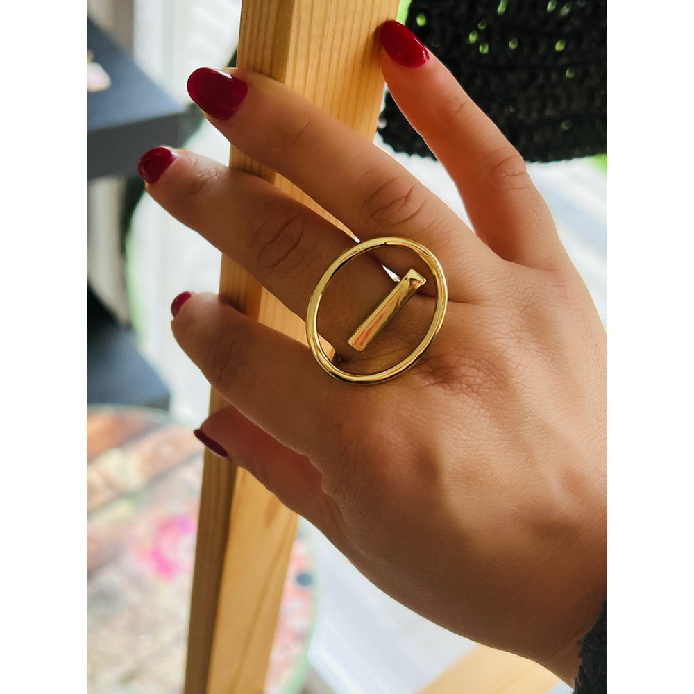 AYARLANABİLİR GOLD RENK YUVARLAK TASARIM YÜZÜK ACR0099