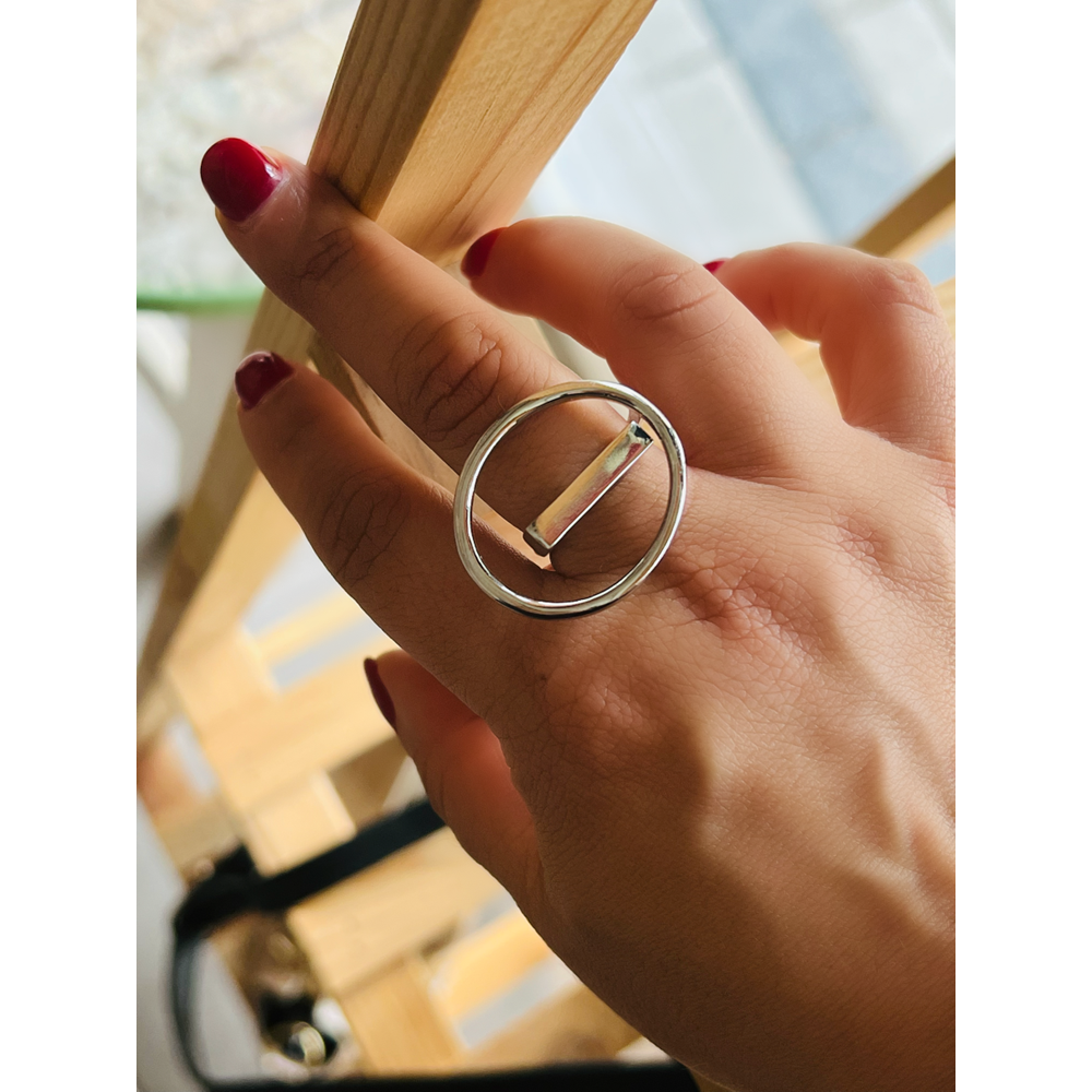 AYARLANABİLİR GÜMÜŞ RENK YUVARLAK TASARIM YÜZÜK ACR0100