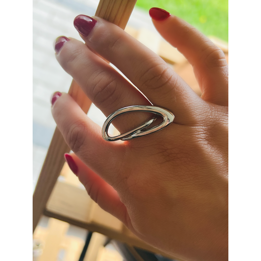 AYARLANABİLİR GÜMÜŞ RENK TASARIM YÜZÜK ACR0117