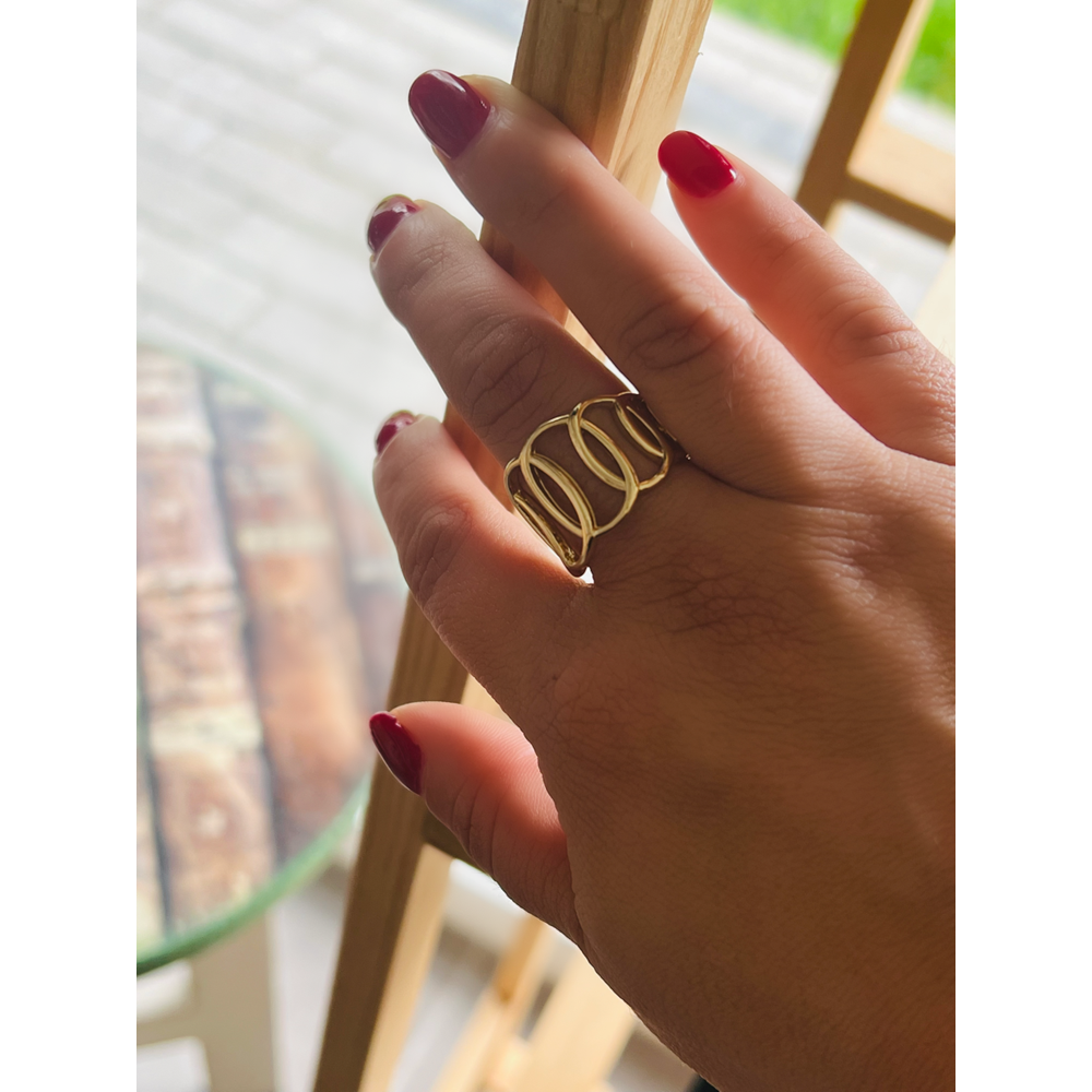 AYARLANABİLİR GOLD RENK HALKALI ZİNCİR YÜZÜK ACR0121