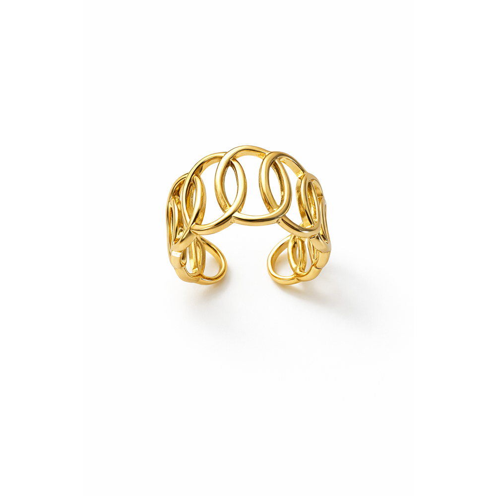 AYARLANABİLİR GOLD RENK HALKALI ZİNCİR YÜZÜK ACR0121