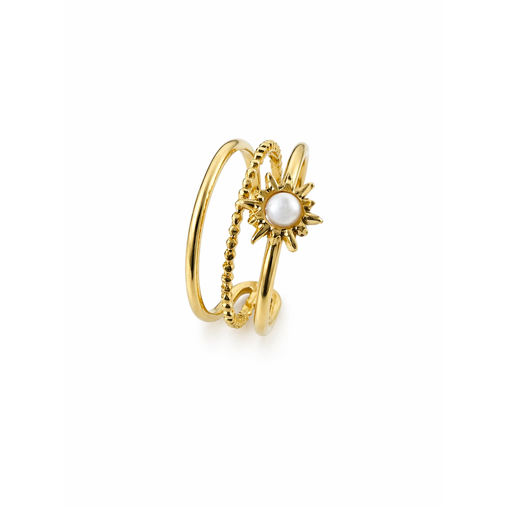 ÇELİK AYARLANABİLİR, GOLD RENK, GÜNEŞ MODEL ÜÇLÜ GÖRÜNÜMLÜ YÜZÜK ACR0306