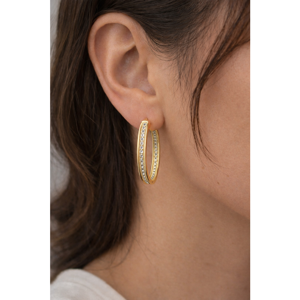 XUPING 14K GOLD RENK ZİRKON TAŞLI HALKA KÜPE ACR0311