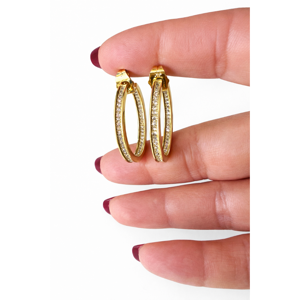 XUPING 14K GOLD RENK ZİRKON TAŞLI HALKA KÜPE ACR0311
