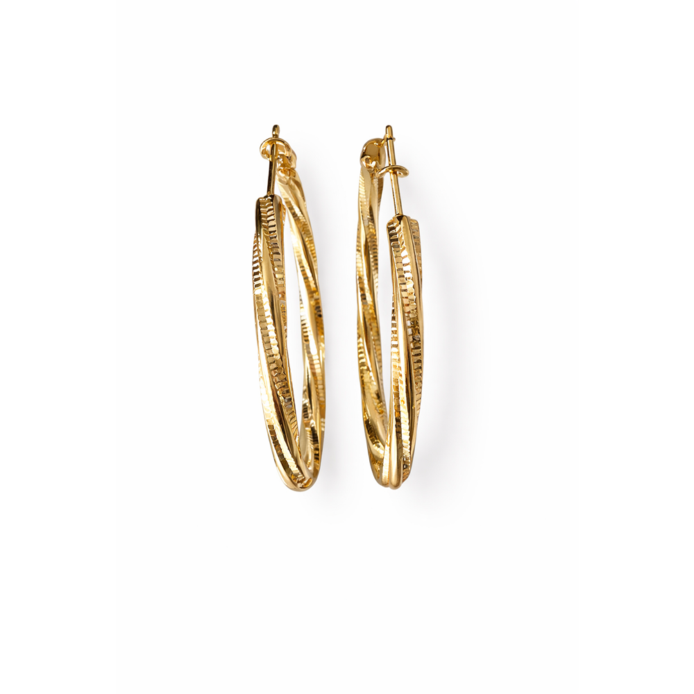XUPING 14K GOLD RENK TAŞSIZ, IŞILTILI BURGU HALKA KÜPE ACR0312