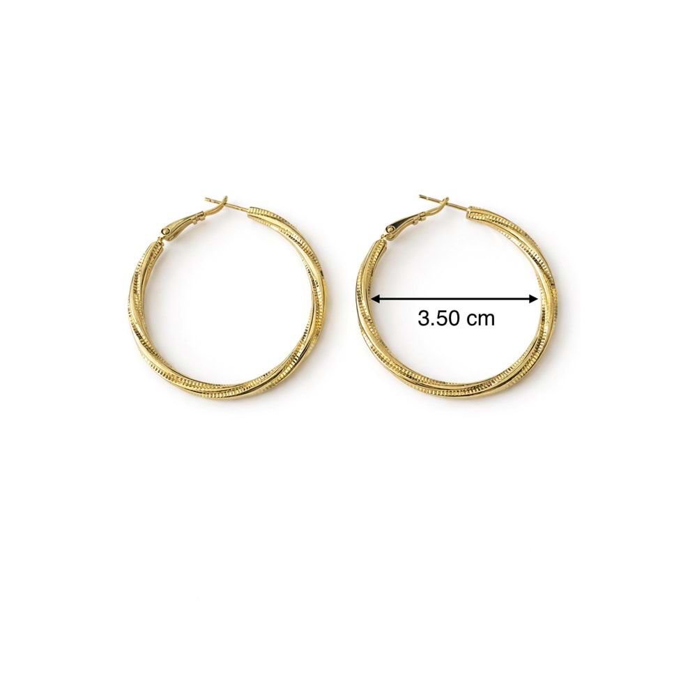 XUPING 14K GOLD RENK TAŞSIZ, IŞILTILI BURGU HALKA KÜPE ACR0312