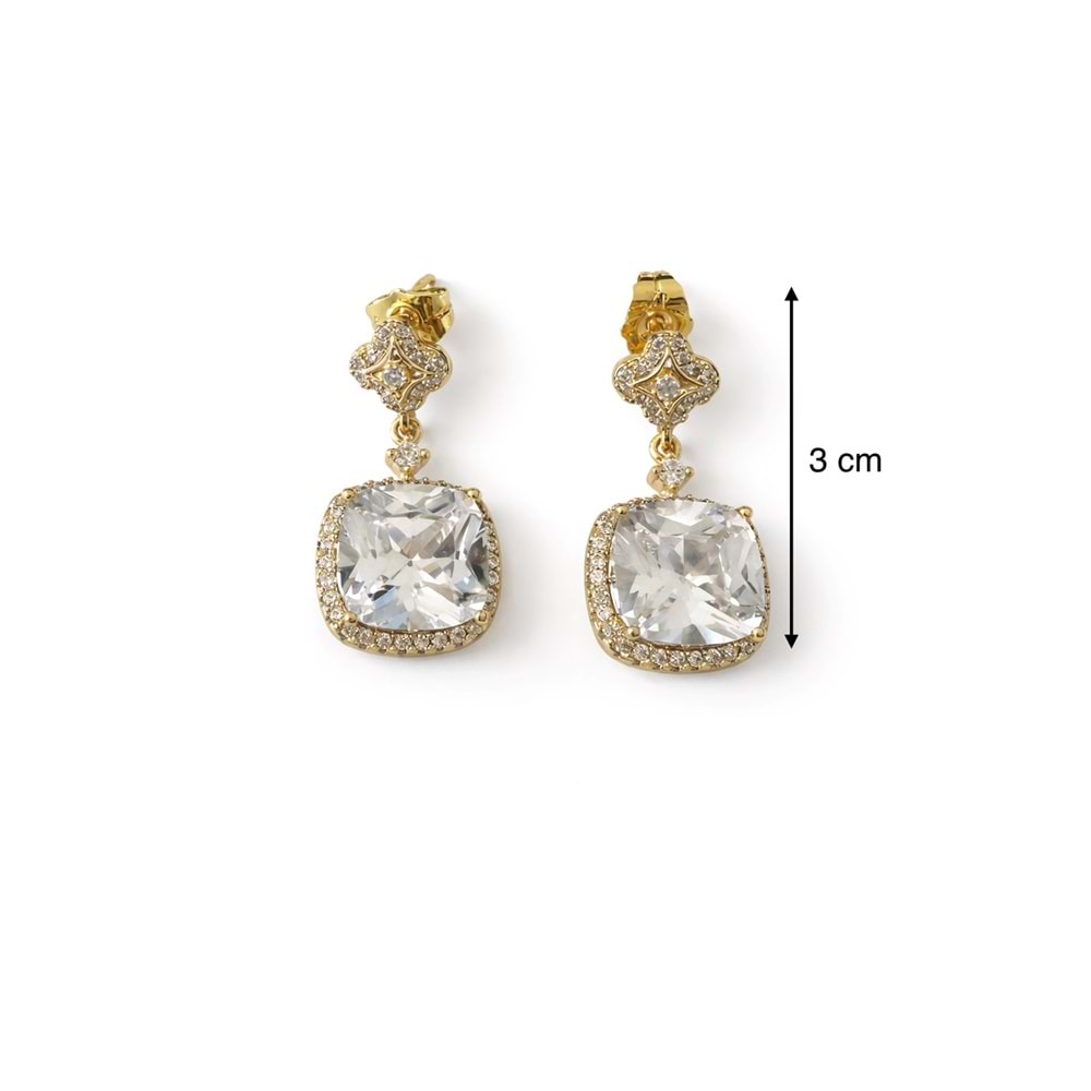 XUPING 14K GOLD KARE ZİRKON TAŞLI KÜPE ACR0314