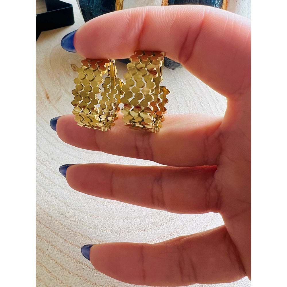 GOLD RENK NOKTALI HALKA ÇELİK KÜPE ACR0439