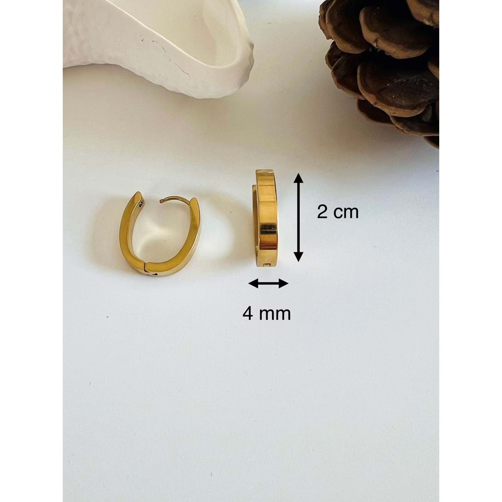 ÇELİK SADE OVAL DESENSİZ KÜPE GOLD RENK ACR0868