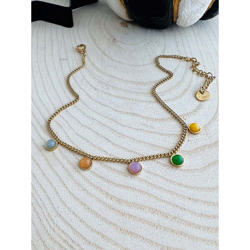 GOLD RENK RENKLİ TAŞLI ÇELİK HALHAL 22+5 CM ACR1533