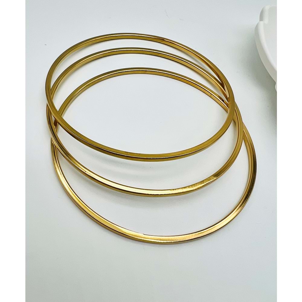 ÇELİK ÜÇLÜ AJDA BİLEZİK 3MM GOLD ACR1699