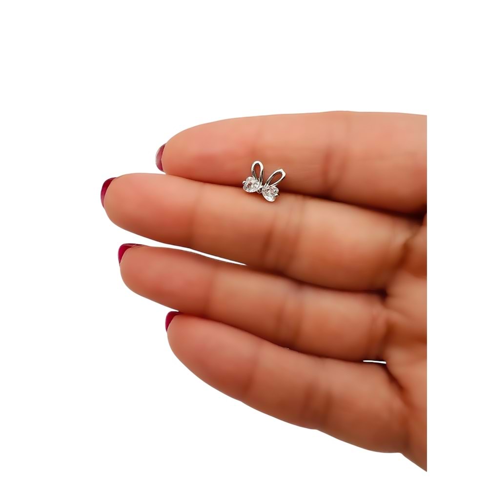 ÇELİK ARKADAN VİDALI TAŞLI TRAGUS-HELIX PIERCING 6 MM GÜMÜŞ RENK ACR2177