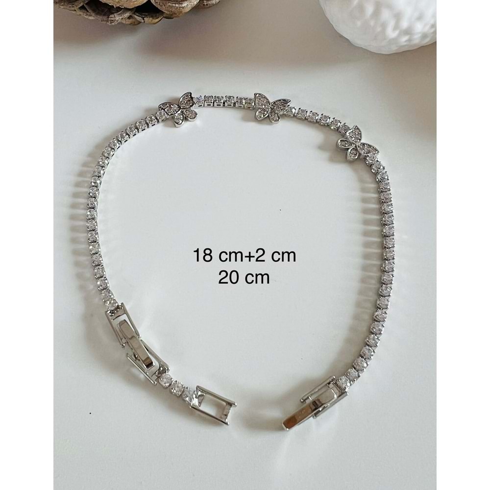 ÇELİK KELEBEK SUYOLU BİLEKLİK 18+2 CM GÜMÜŞ RENK ACR2276