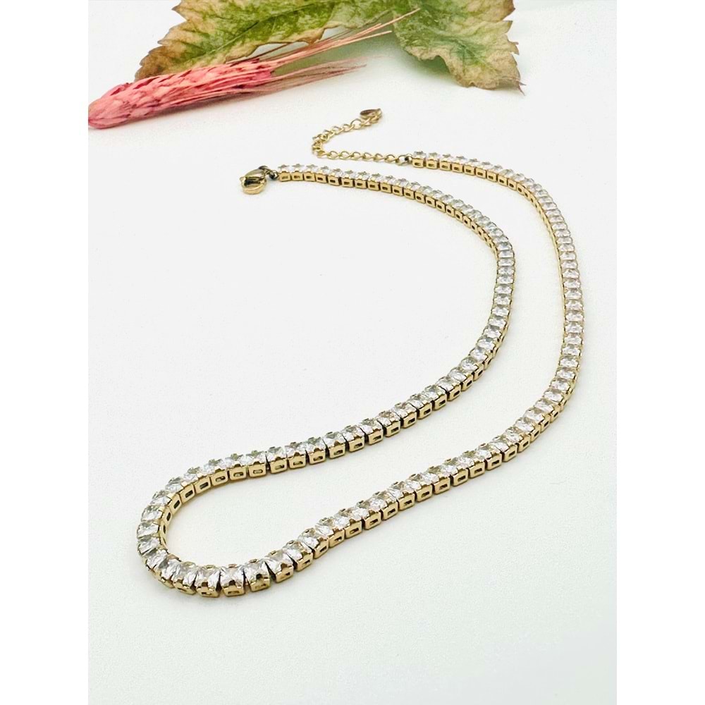 GOLD RENK SUYOLU ÇELİK KOLYE 40+5 CM-3MM ACR2324