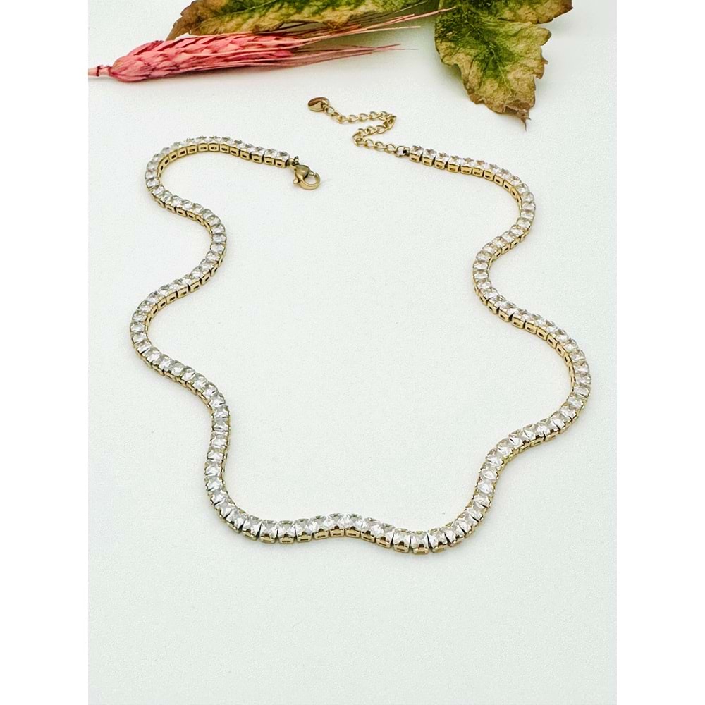 GOLD RENK SUYOLU ÇELİK KOLYE 40+5 CM-3MM ACR2324