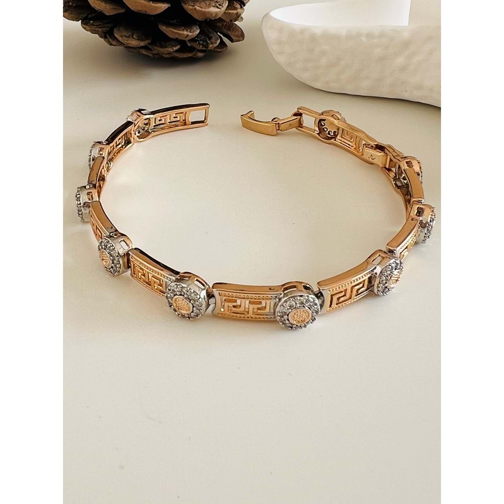 XUPING YUVARLAK TAŞLI SUYOLU BİLEKLİK ROSE 17+2 CM ACR2493