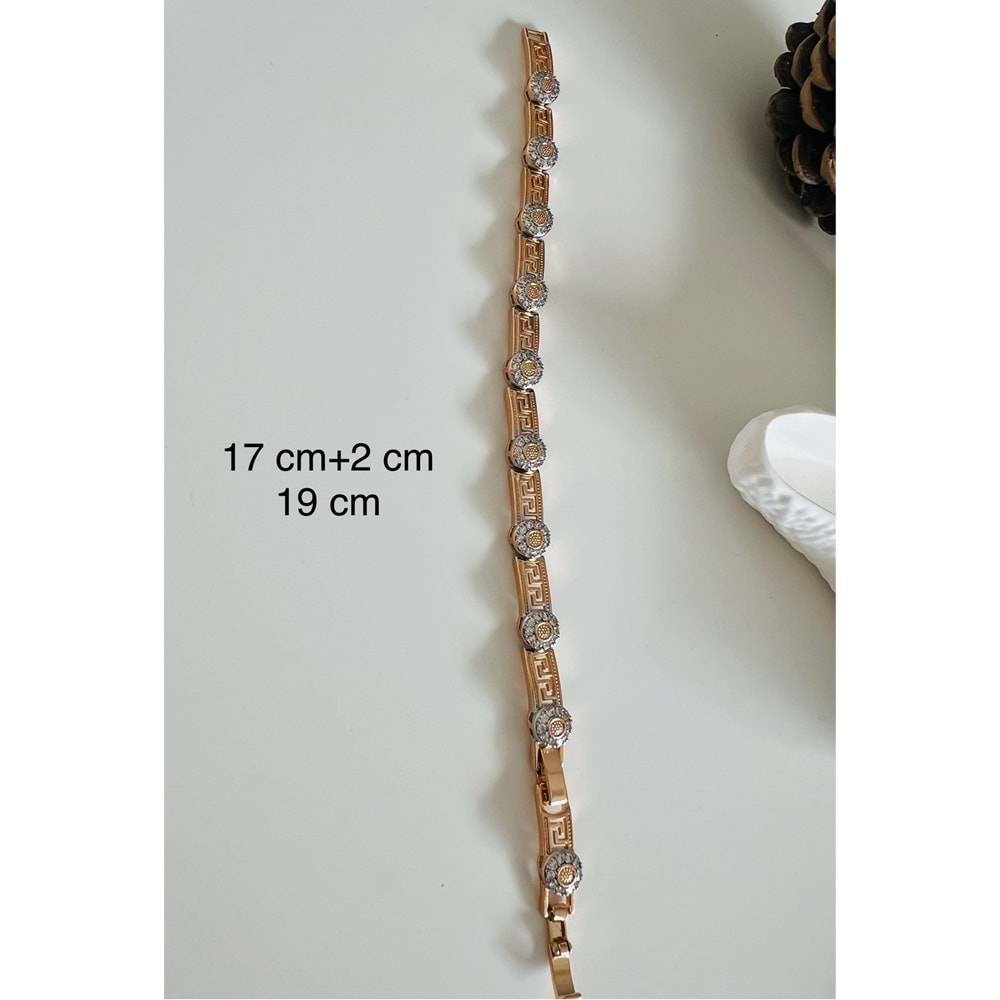 XUPING YUVARLAK TAŞLI SUYOLU BİLEKLİK ROSE 17+2 CM ACR2493