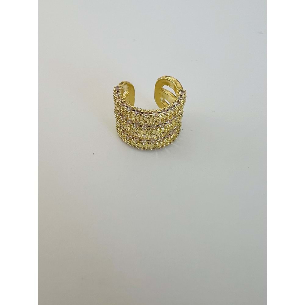 ÜÇLÜ GÖRÜNÜMLÜ, KISTIRMALI KIKIRDAK KÜPE GOLD ACR2534