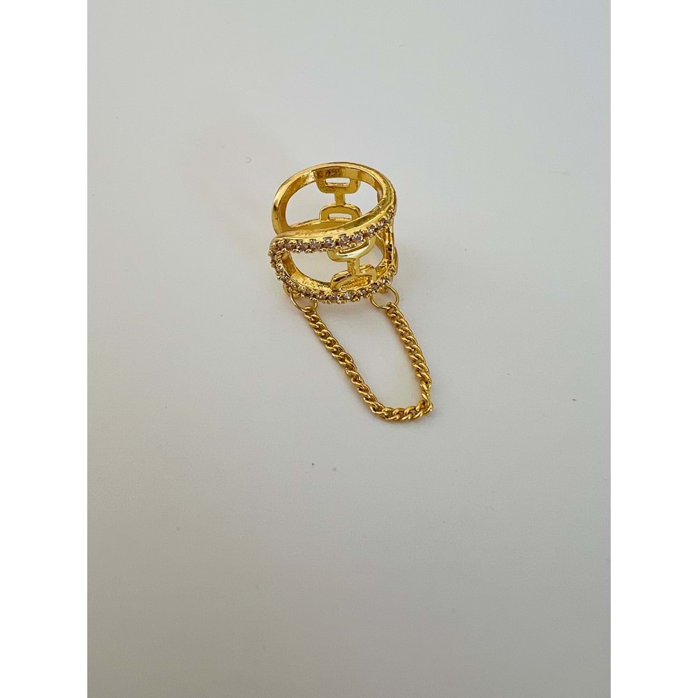 ZİNCİR SALLANTILI KISTIRMALI KIKIRDAK KÜPE GOLD ACR2538