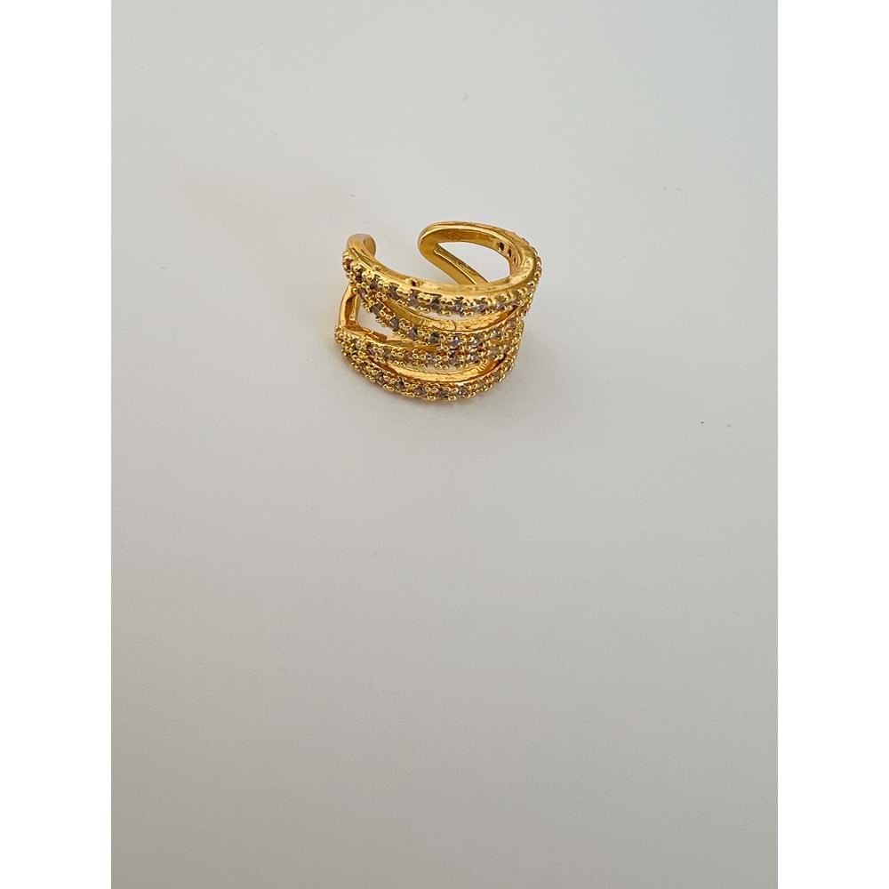 ZİRKON TAŞLI KISTIRMALI KIKIRDAK KÜPE GOLD ACR2545