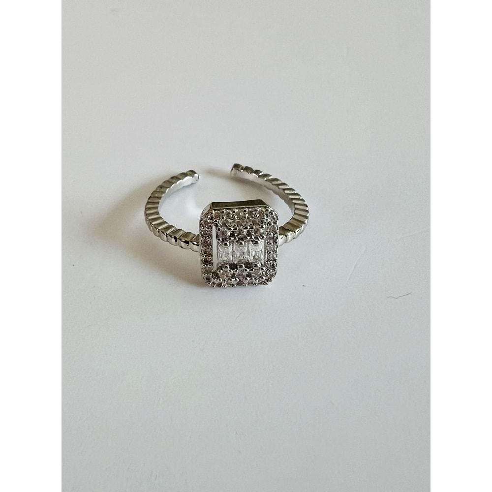 AYARLANABİLİR ÇELİK BAGET TAŞLI YÜZÜK GÜMÜŞ ACR2722