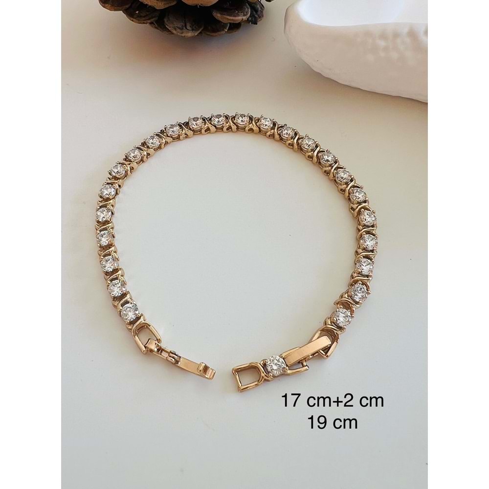 XUPING YUVARLAK TAŞLI SUYOLU BİLEKLİK 17+2 CM-4MM ROSE ACR2913