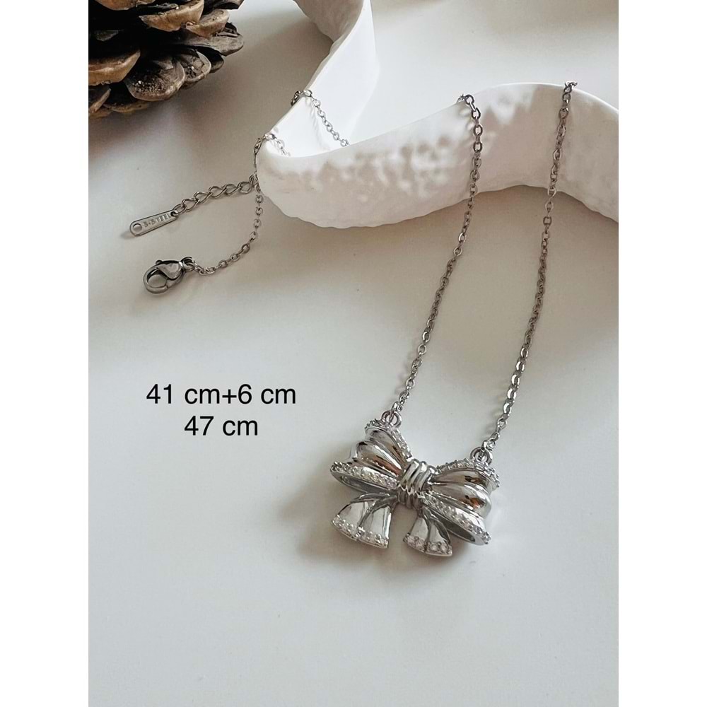 ÇELİK FİYONK KOLYE 41+6 CM GÜMÜŞ RENK ACR2932