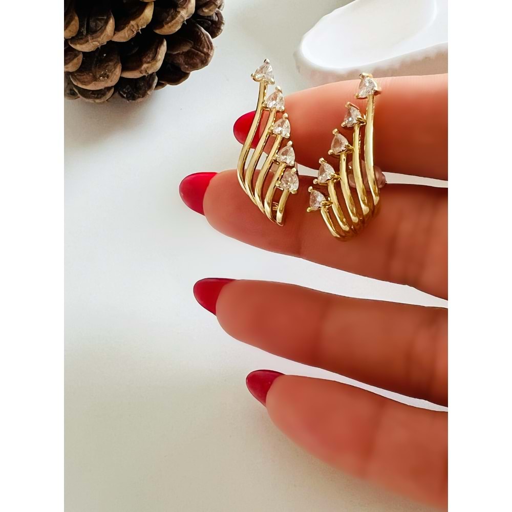 ÇOKLU GÖRÜNÜMLÜ ÇELİK KÜPE GOLD ACR3068
