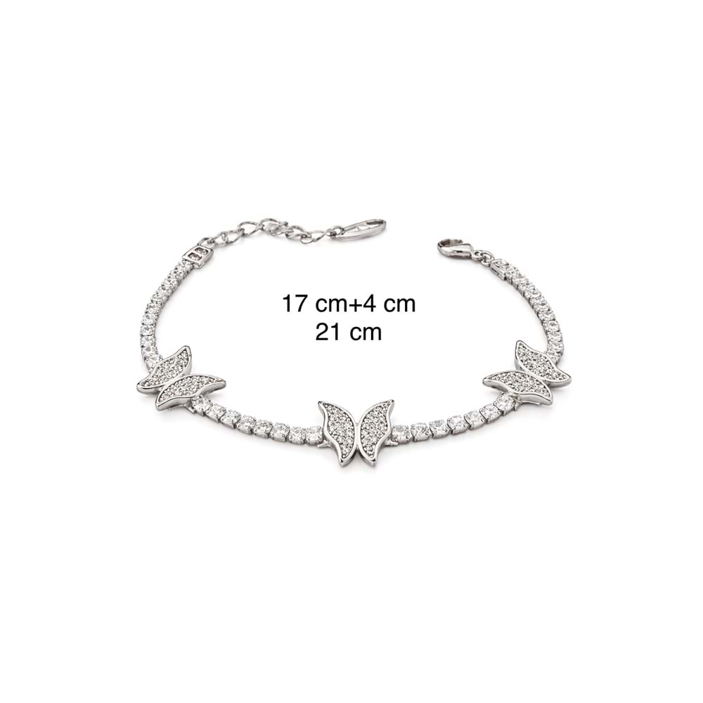 XUPING GÜMÜŞ RENK KELEBEKLİ SUYOLU BİLEKLİK 17+4CM ACR3093