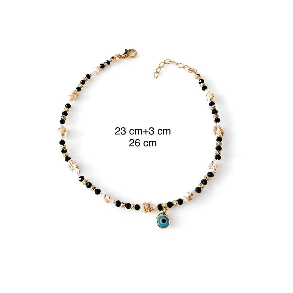 NAZAR BONCUKLU, DENİZ KABUĞU BONCUKLU HALHAL 23+3CM ACR3136