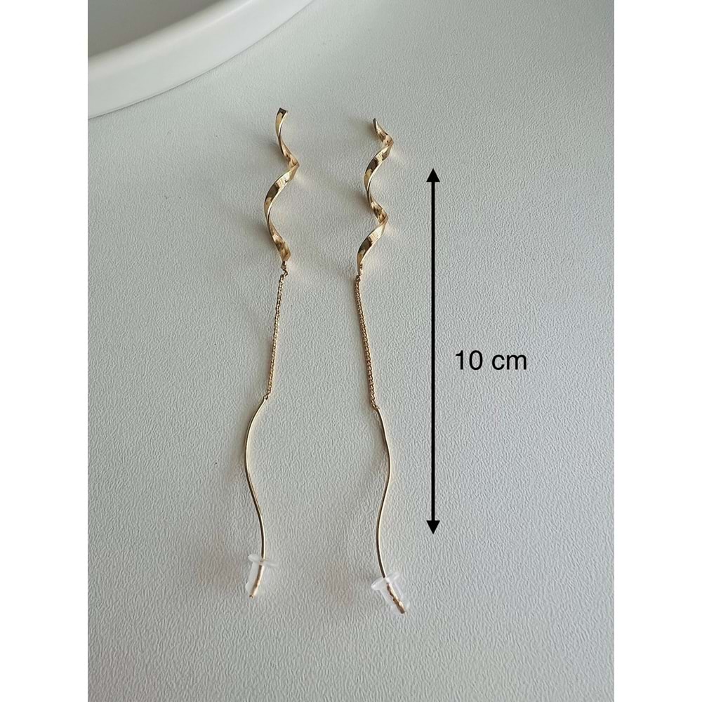 DALGALI ZİNCİR ÇELİK KÜPE GOLD RENK ACR3754