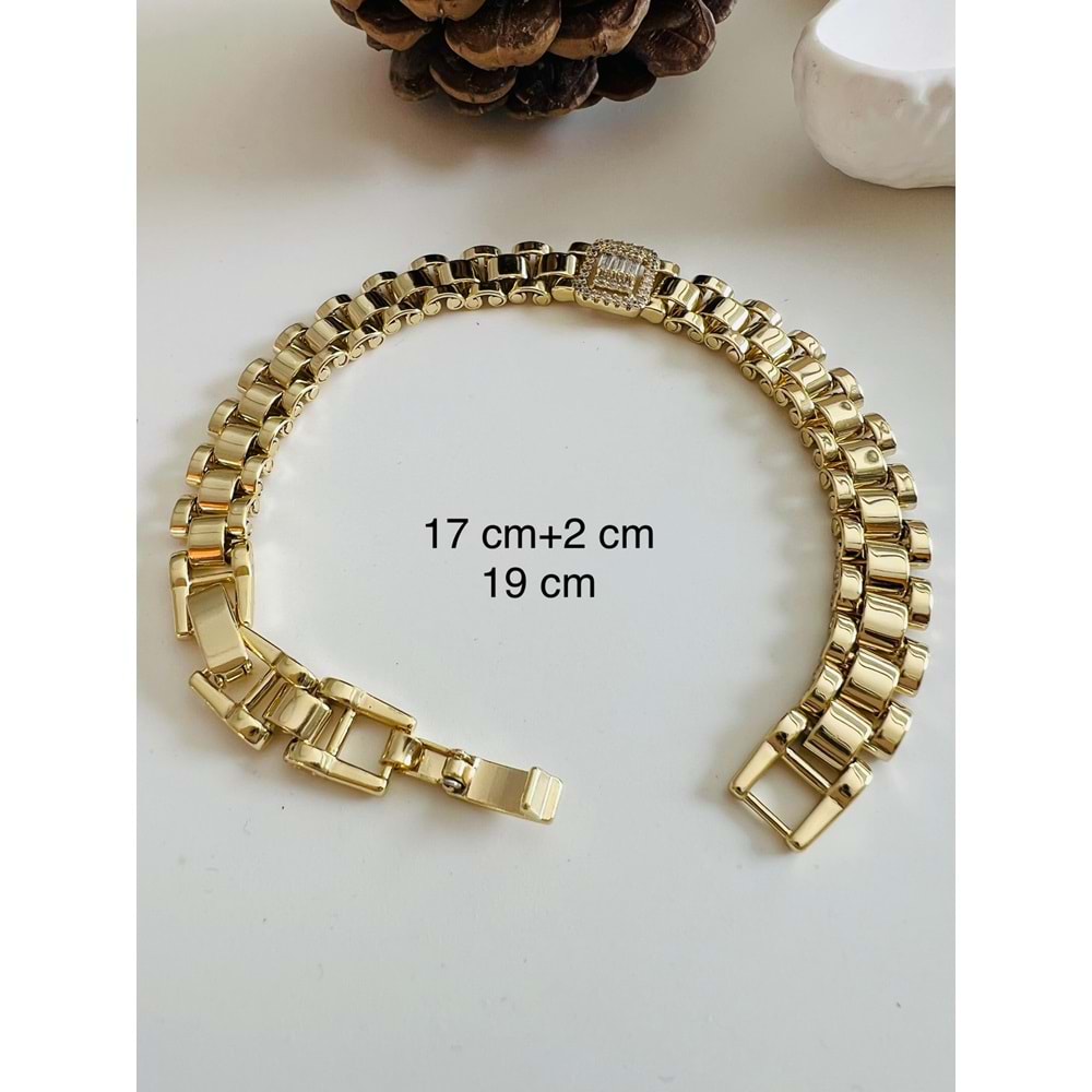XUPING BAGET TAŞLI KORDON BİLEKLİK 17+2 CM-14K GOLD ACR4102