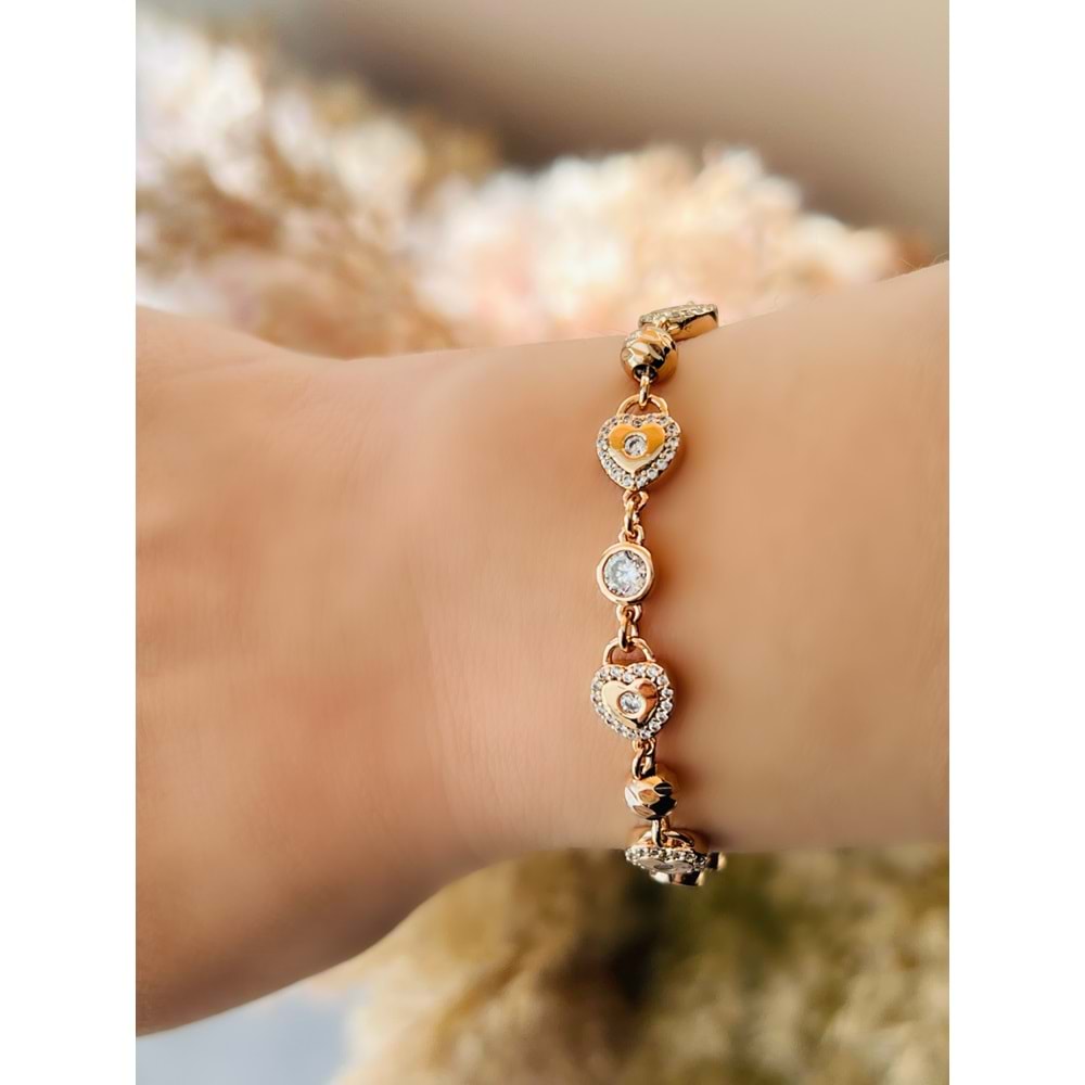 XUPING DORİKALI, KALPLİ BİLEKLİK 18+4 CM-ROSE ACR4109