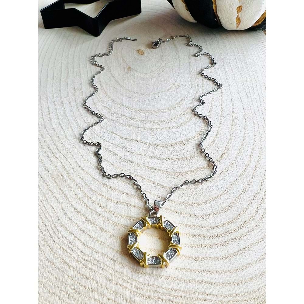 GÜMÜŞ RENK XOXO ÇELİK KOLYE 40+6 CM ACR4134