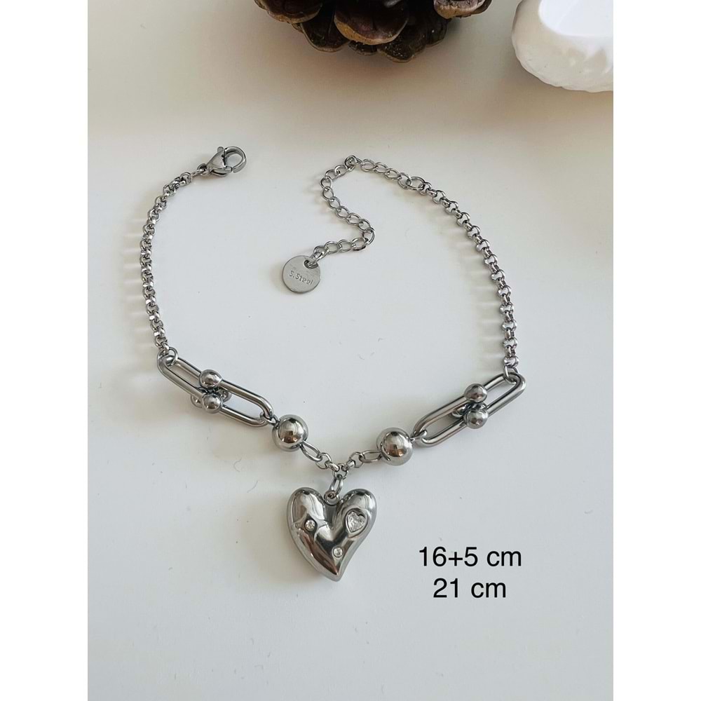 KALPLİ ÇELİK BİLEKLİK 16+5 CM-GÜMÜŞ ACR4450