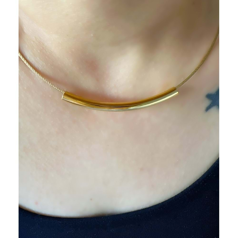 GOLD RENK ÇELİK CHOKER KOLYE ACR4730