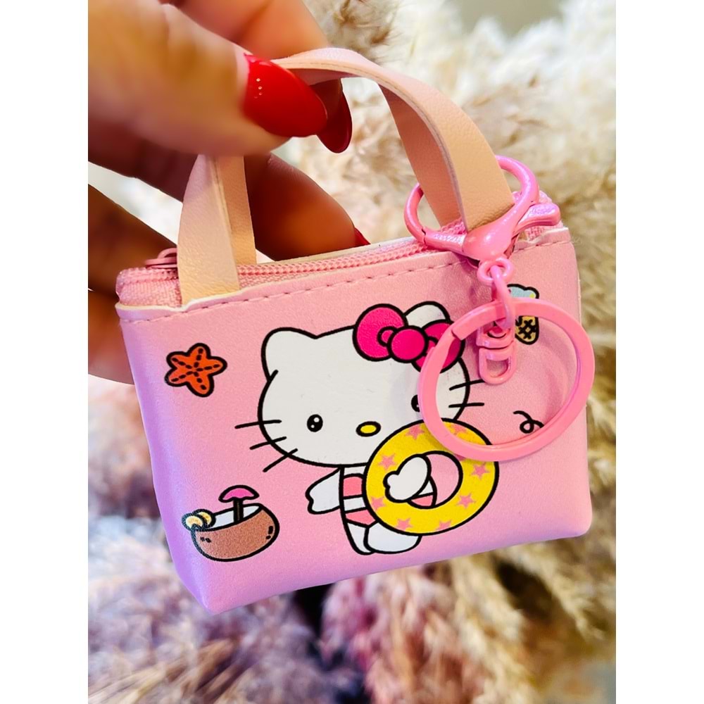 ÇOCUKLAR İÇİN MİNİ HELLO KİTTY PARA CÜZDANI, ANAHTARLIK, PEMBE ACR4841