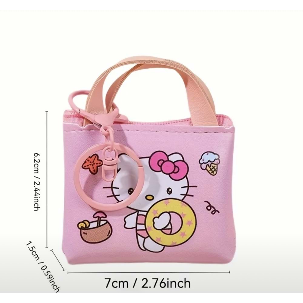 ÇOCUKLAR İÇİN MİNİ HELLO KİTTY PARA CÜZDANI, ANAHTARLIK, PEMBE ACR4841
