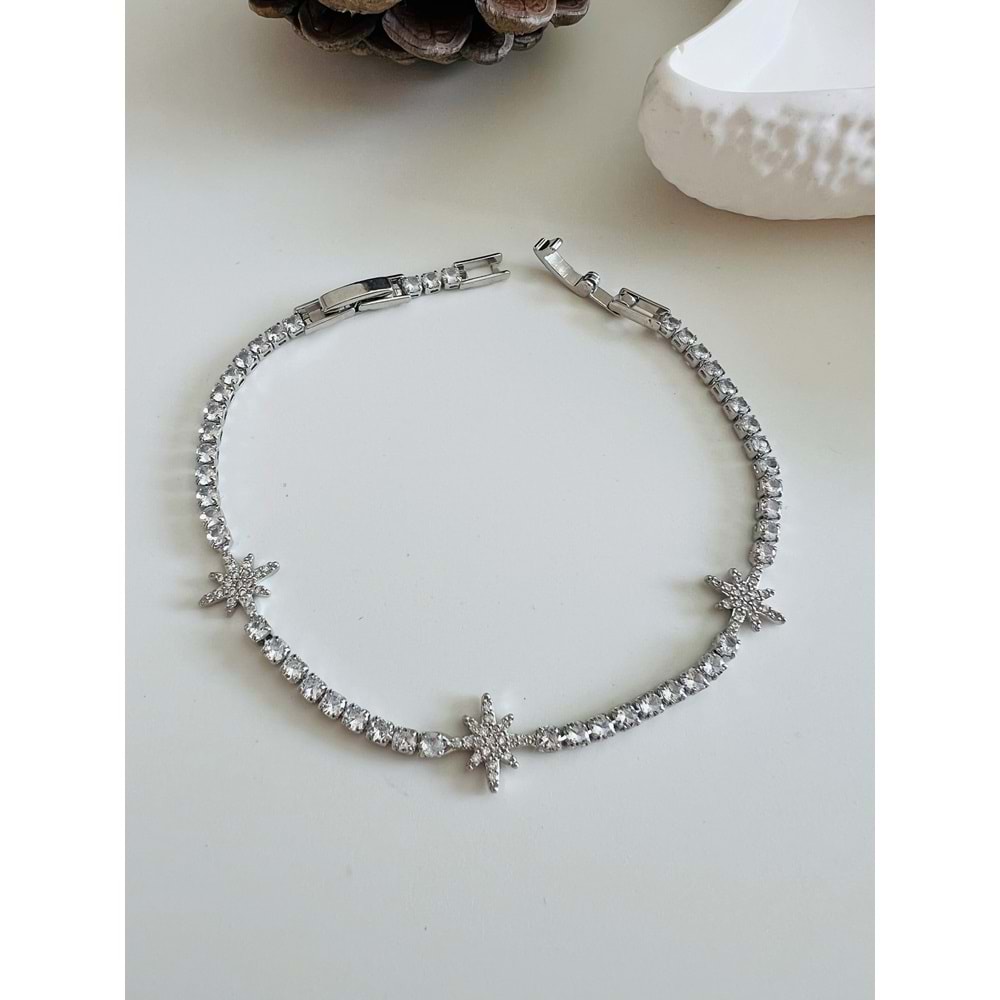 ÇELİK YILDIZLI SUYOLU BİLEKLİK 18+2 CM-3MM-GÜMÜŞ ACR4956