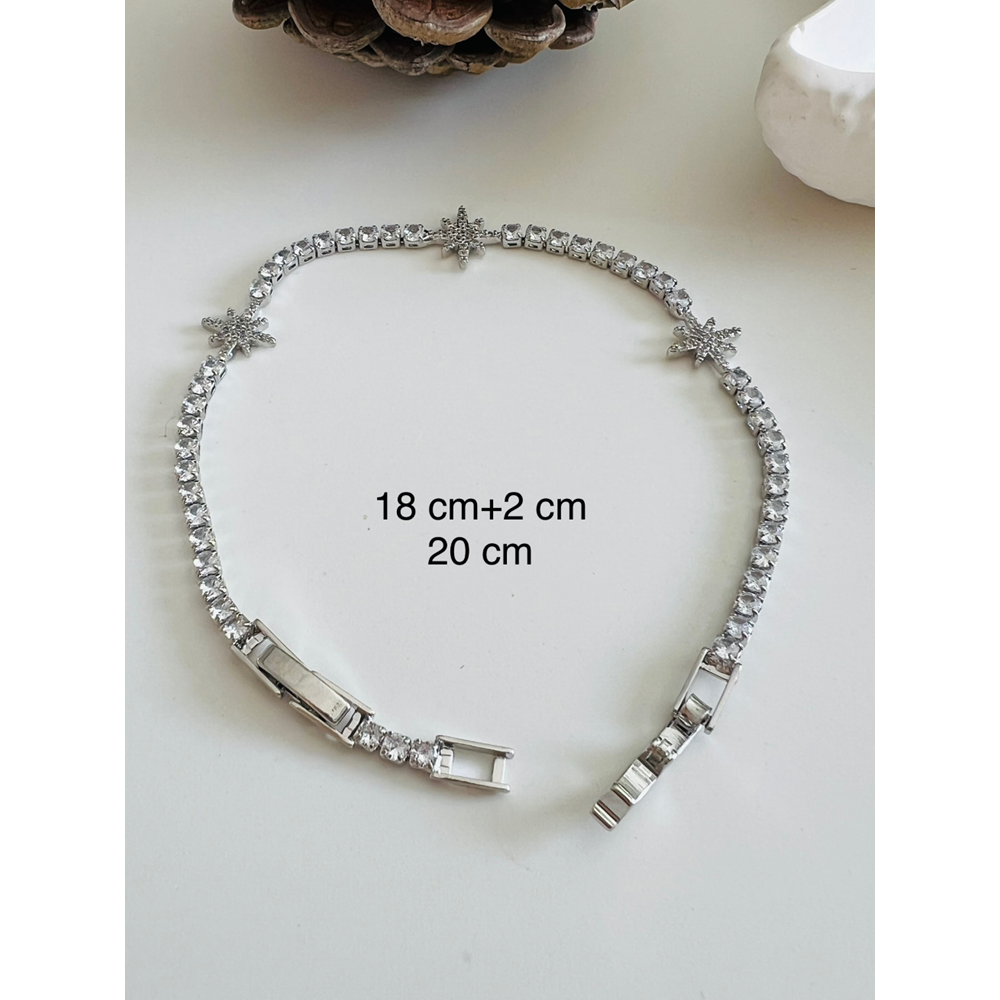 ÇELİK YILDIZLI SUYOLU BİLEKLİK 18+2 CM-3MM-GÜMÜŞ ACR4956