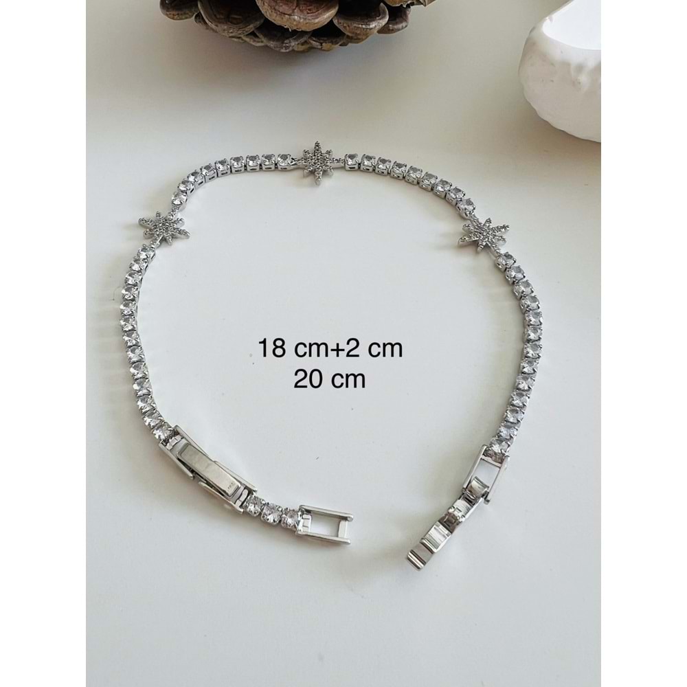 ÇELİK YILDIZLI SUYOLU BİLEKLİK 18+2 CM-3MM-GÜMÜŞ ACR4956