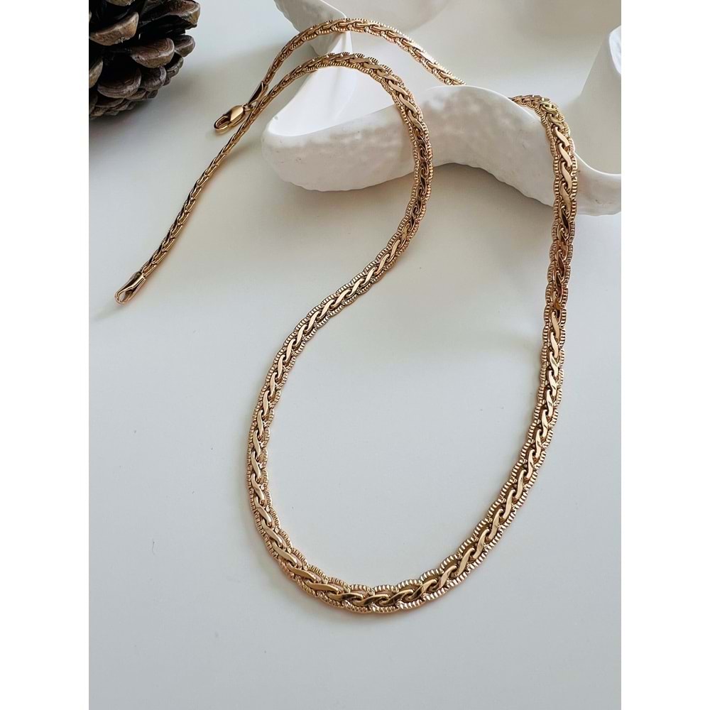 XUPING OVAL GEÇMELİ ZİNCİR KOLYE 50 CM-ROSE ACR4959