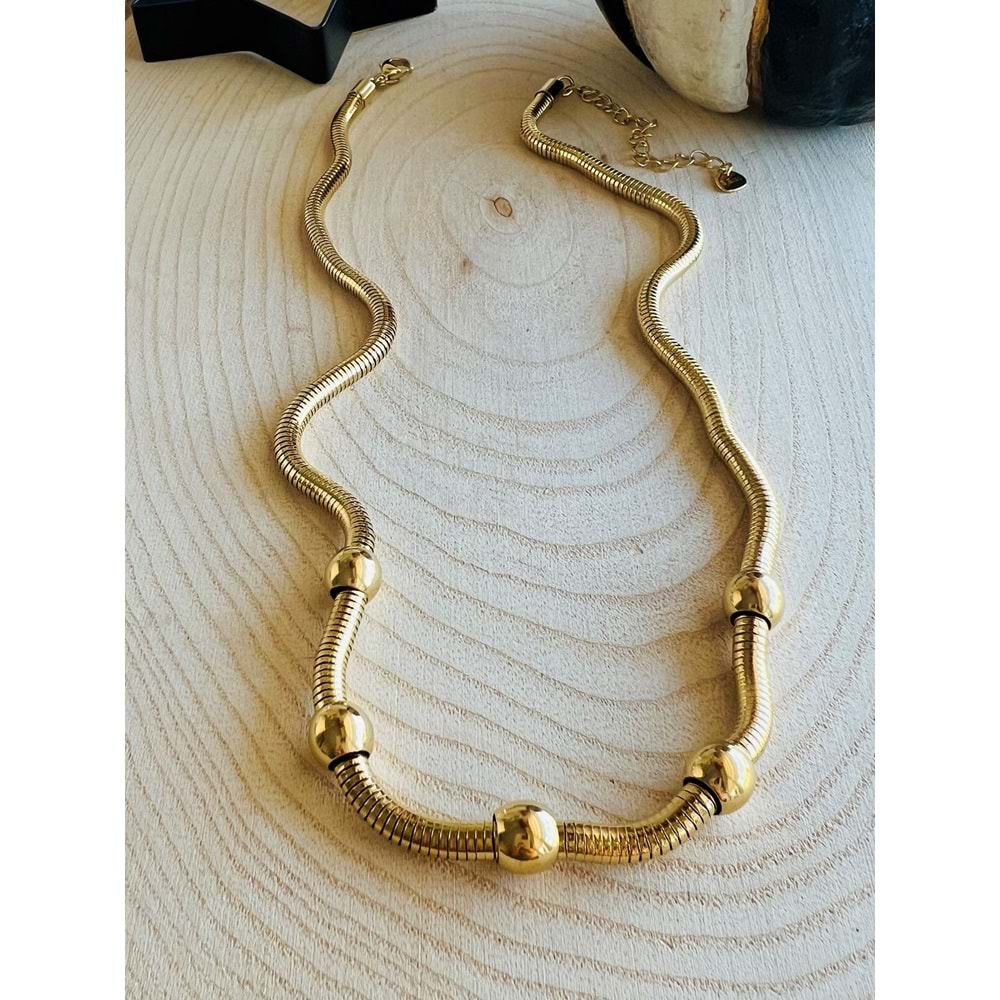 GOLD RENK ÇELİK TOP ZİNCİR KOLYE 47+7 CM ACR4970
