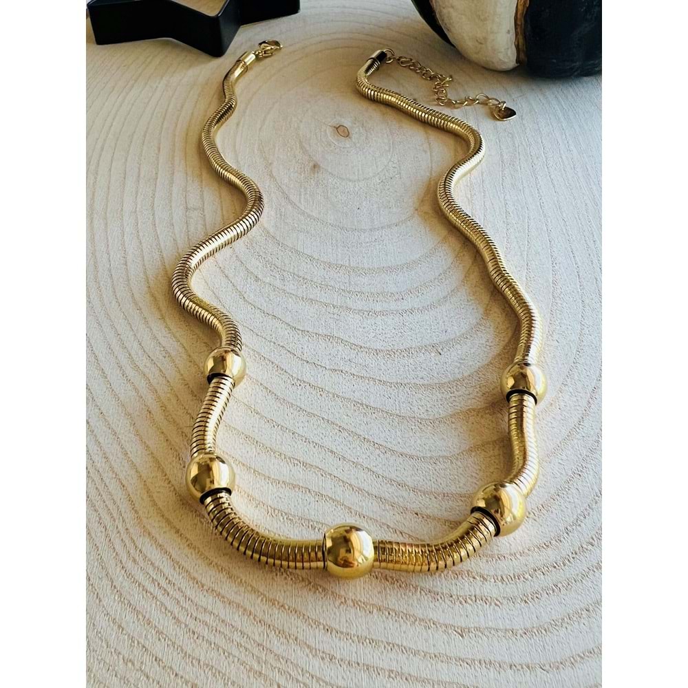 GOLD RENK ÇELİK TOP ZİNCİR KOLYE 47+7 CM ACR4970