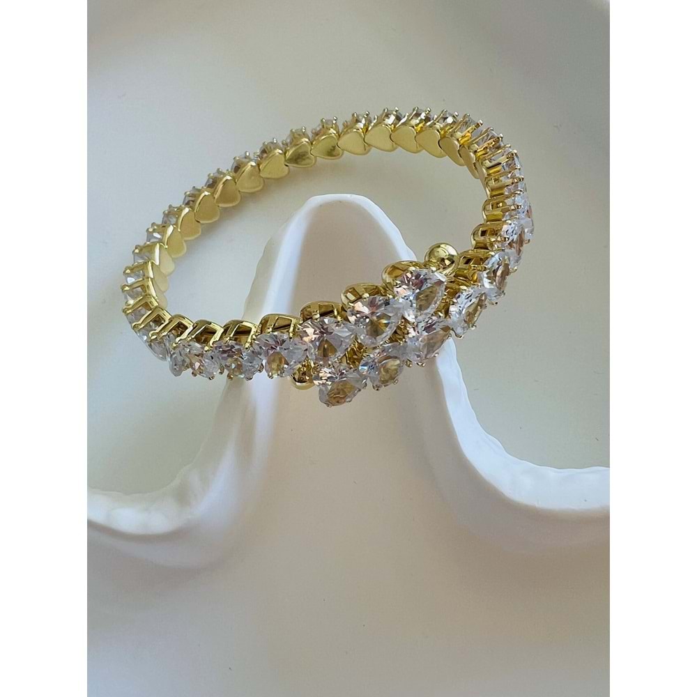 KALPLİ ESNEK SUYOLU ÇELİK BİLEKLİK-GOLD RENK ACR5071