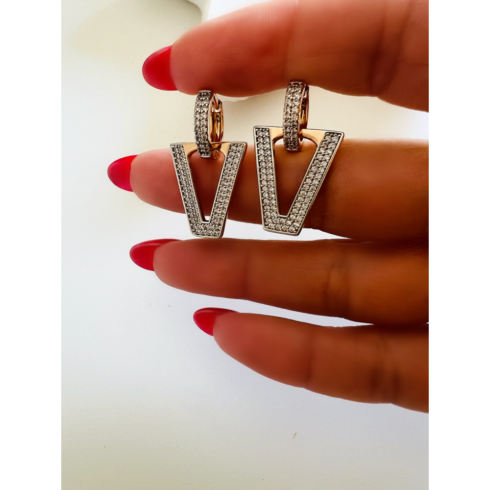 XUPING ZİRKON TAŞLI V HALKA KÜPE-ROSE ACR5158