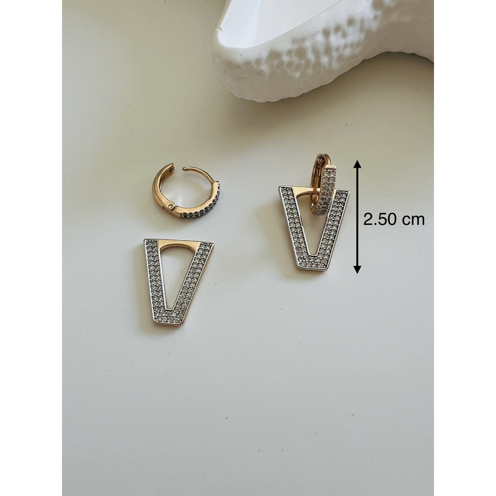 XUPING ZİRKON TAŞLI V HALKA KÜPE-ROSE ACR5158